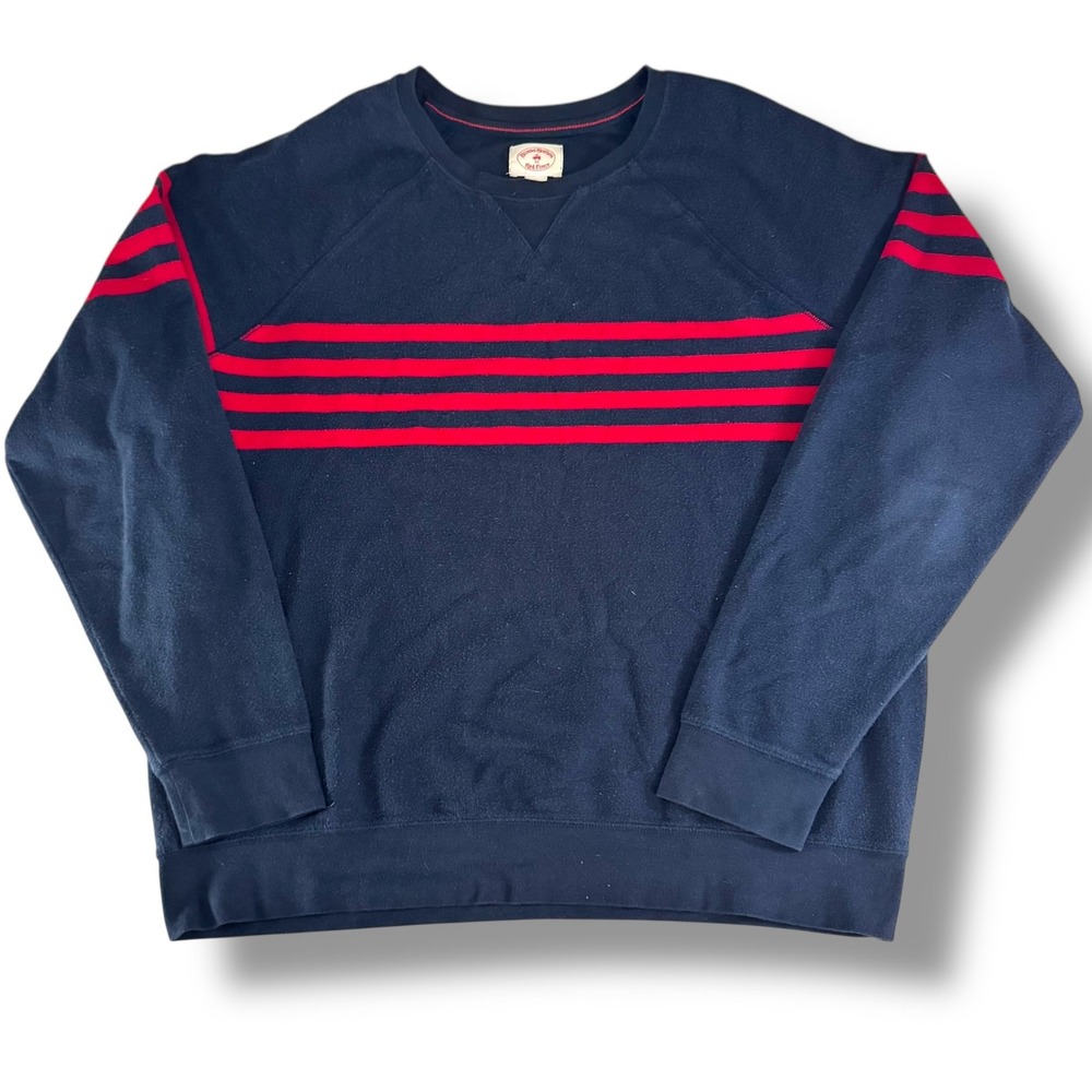 Brooks Brothers Red Fleece Men Navy Blue Red Stripe Crewneck Sweater XL